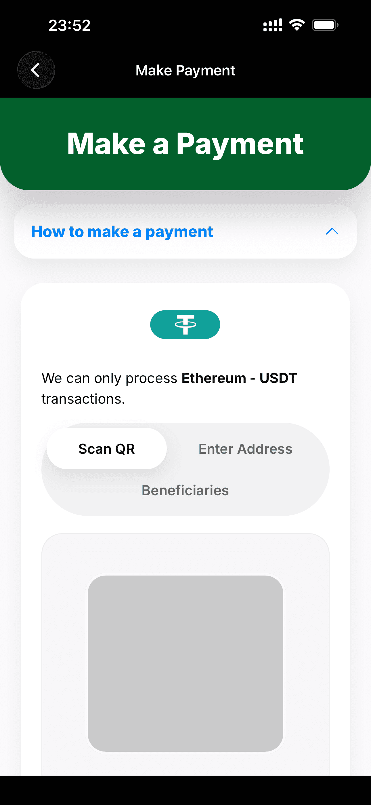 Payment screen in NXT Pay